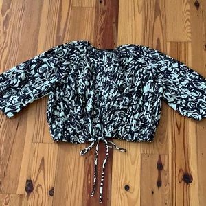 Pleated open front crop top / jacket